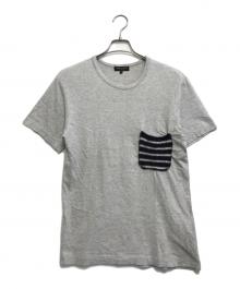 COMME des GARCONS HOMME PLUS（コムデギャルソンオムプリュス）の古着「ボーダーポケットTシャツ」｜グレー