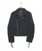 BLACK COMME des GARCONSブラックコムデギャルソン）の古着「ポリ縮絨ライダースジャケット」｜ブラック