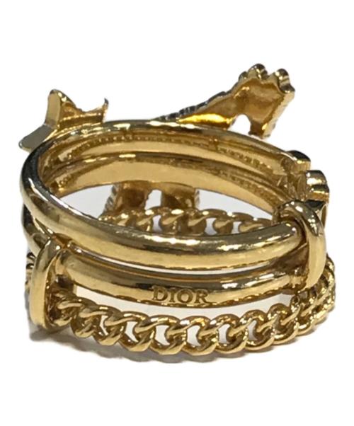 Christian Dior（クリスチャン ディオール）Christian Dior (クリスチャン ディオール) Giraffe Diorable Stacked Ring Metal with Crystals ゴールド サイズ:Lの古着・服飾アイテム