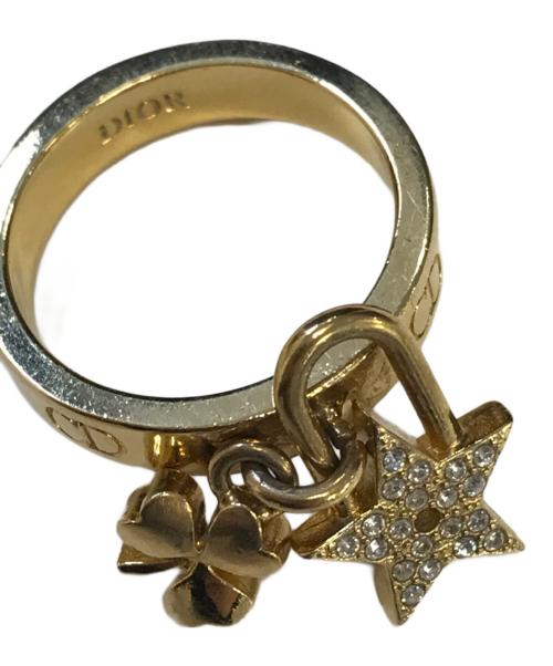 Christian Dior（クリスチャン ディオール）Christian Dior (クリスチャン ディオール) Crystal Charm Ring ゴールド サイズ:Lの古着・服飾アイテム
