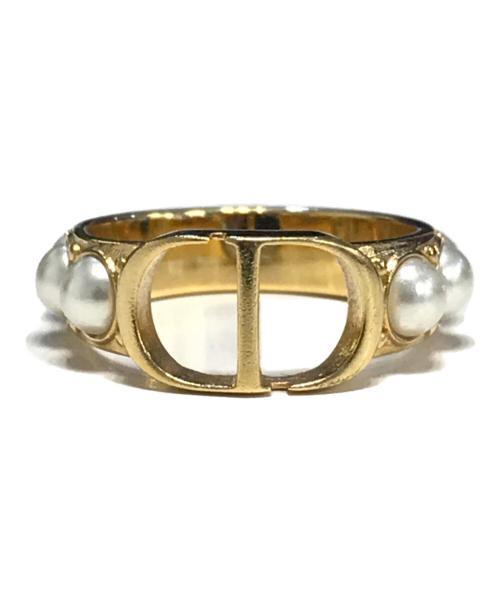Christian Dior（クリスチャン ディオール）Christian Dior (クリスチャン ディオール) CD PETIT Crystal & Metal Ring ゴールド サイズ:Lの古着・服飾アイテム