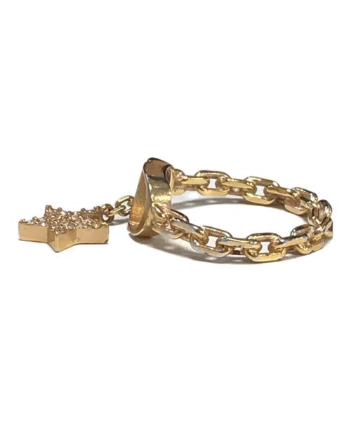 Christian Dior（クリスチャン ディオール）Christian Dior (クリスチャン ディオール) ラインストーンダブルフィンガーリング ゴールド サイズ:Lの古着・服飾アイテム