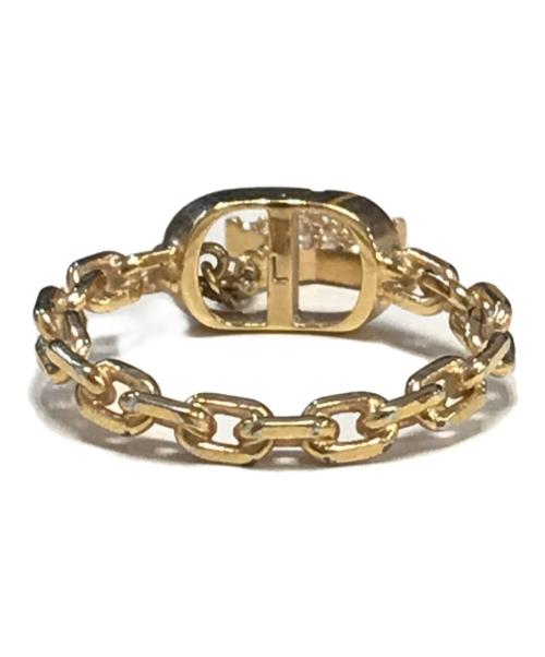 Christian Dior（クリスチャン ディオール）Christian Dior (クリスチャン ディオール) ラインストーンダブルフィンガーリング ゴールド サイズ:Lの古着・服飾アイテム