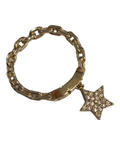 Christian Dior（クリスチャン ディオール）Christian Dior (クリスチャン ディオール) ラインストーンダブルフィンガーリング ゴールド サイズ:Lの古着・服飾アイテム