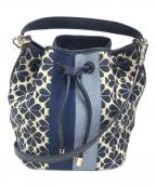 Kate Spadeケイトスペード）の古着「スペードフラワージャカードストライプミディアムバケットバッグ」｜ネイビー