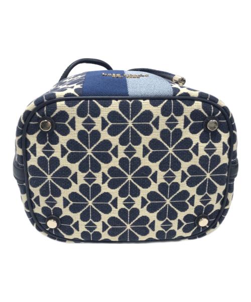 Kate Spade（ケイトスペード）Kate Spade (ケイトスペード) スペードフラワージャカードストライプミディアムバケットバッグ ネイビー サイズ:表記なしの古着・服飾アイテム