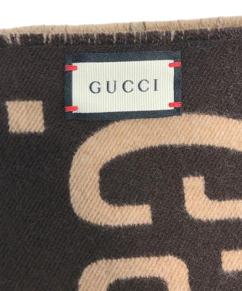 GUCCI（グッチ）GUCCI (グッチ) GGジャカード ウールシルク スカーフ ブラウン サイズ:表記なしの古着・服飾アイテム