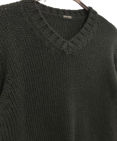 MIU MIU（ミュウミュウ）MIU MIU (ミュウミュウ) Vネックニット グリーン サイズ:Lの古着・服飾アイテム