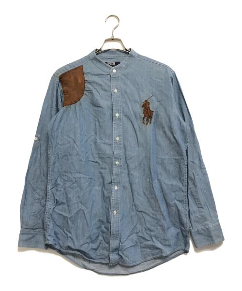 POLO RALPH LAUREN（ポロ・ラルフローレン）POLO RALPH LAUREN (ポロ・ラルフローレン) バンドカラーシャツ インディゴ サイズ:Lの古着・服飾アイテム