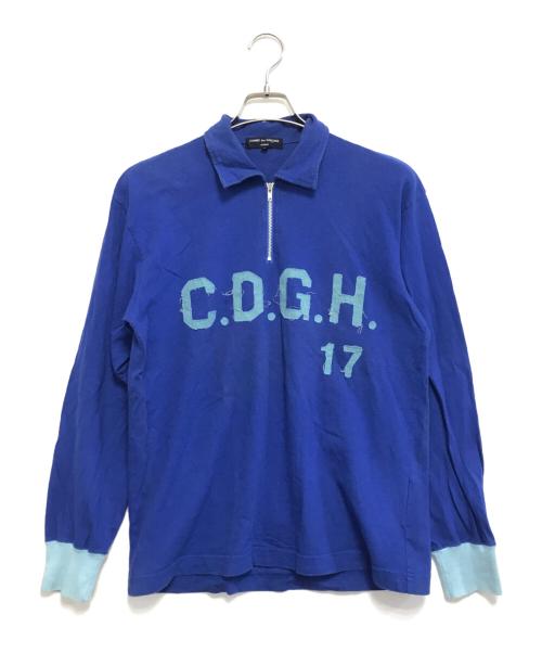 COMME des GARCONS（コムデギャルソン）COMME des GARCONS (コムデギャルソン) ハーフジップロゴカットソー ブルー サイズ:Ｓの古着・服飾アイテム