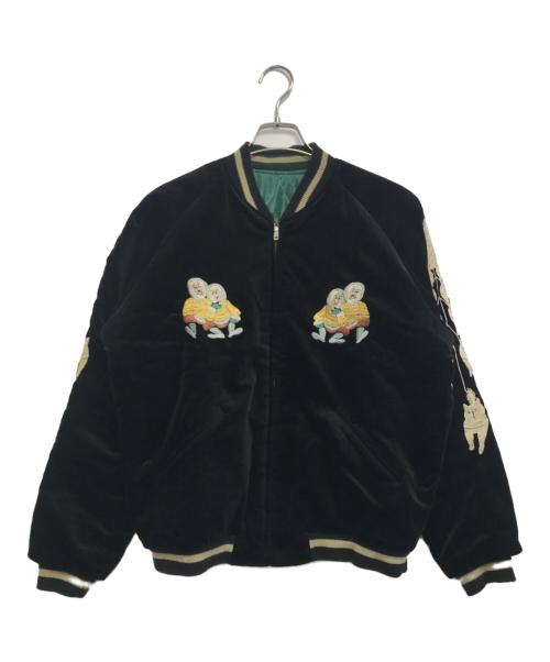 TAILOR東洋（テーラートウヨウ）TAILOR東洋 (テーラートウヨウ) 別珍×サテンリバーシブルスカジャン ブラック×グリーン サイズ:Lの古着・服飾アイテム