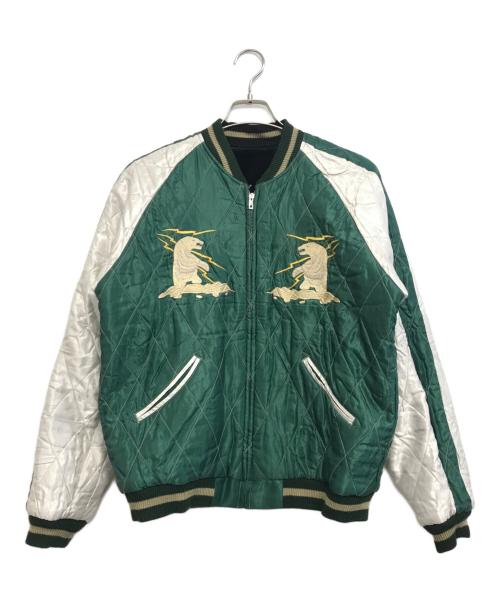 TAILOR東洋（テーラートウヨウ）TAILOR東洋 (テーラートウヨウ) 別珍×サテンリバーシブルスカジャン ブラック×グリーン サイズ:Lの古着・服飾アイテム