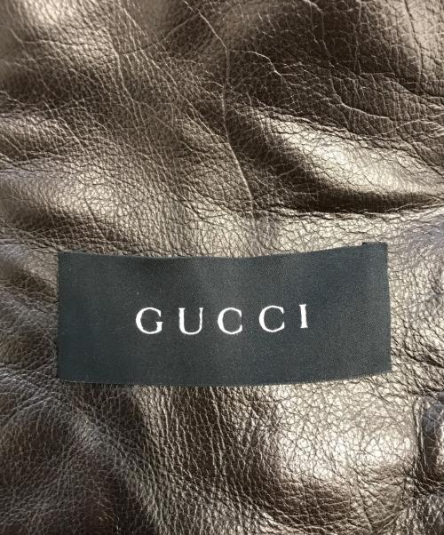 GUCCI（グッチ）GUCCI (グッチ) レザージャケット ブラウン サイズ:44の古着・服飾アイテム