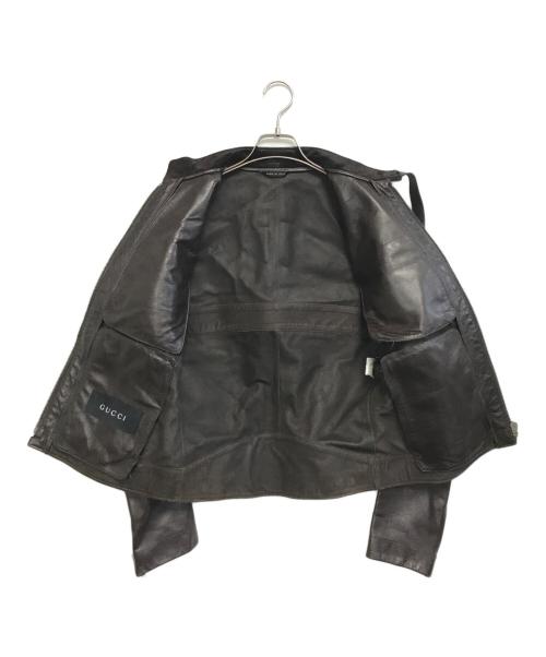 GUCCI（グッチ）GUCCI (グッチ) レザージャケット ブラウン サイズ:44の古着・服飾アイテム