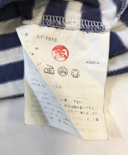 PLAY COMME des GARCONS（プレイコムデギャルソン）PLAY COMME des GARCONS (プレイコムデギャルソン) ハートワッペンストライプロングスリーブTシャツ ネイビー サイズ:Mの古着・服飾アイテム