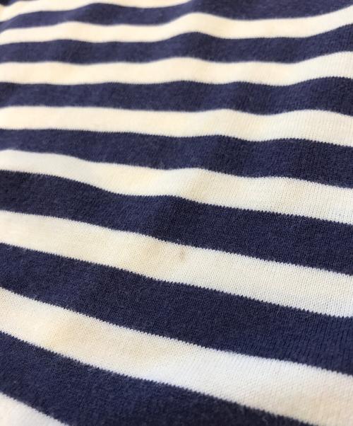 PLAY COMME des GARCONS（プレイコムデギャルソン）PLAY COMME des GARCONS (プレイコムデギャルソン) ハートワッペンストライプロングスリーブTシャツ ネイビー サイズ:Mの古着・服飾アイテム