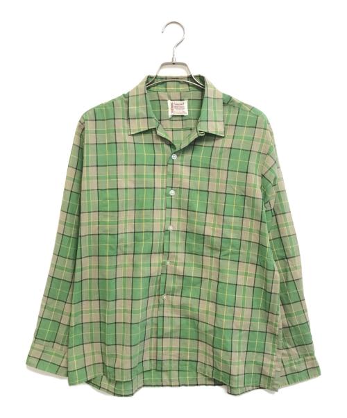 TOWN CRAFT（タウンクラフト）TOWN CRAFT (タウンクラフト) オープンカラーチェックシャツ グリーン サイズ:Lの古着・服飾アイテム