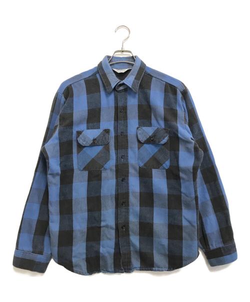 FIVE BROTHER（ファイブブラザー）FIVE BROTHER (ファイブブラザー) ブロックチェックネルシャツ ブルー×ブラック サイズ:Mの古着・服飾アイテム