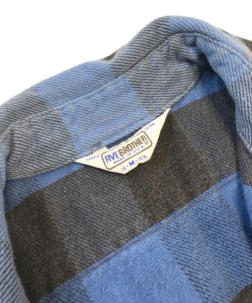 FIVE BROTHER（ファイブブラザー）FIVE BROTHER (ファイブブラザー) ブロックチェックネルシャツ ブルー×ブラック サイズ:Mの古着・服飾アイテム
