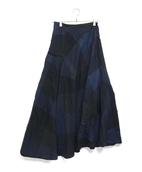 yohji yamamoto+noir（ヨウジヤマモトプリュスノアール）yohji yamamoto+Noir (ヨウジヤマモトプリュスノアール) チェックスカート ブラック サイズ:1の古着・服飾アイテム