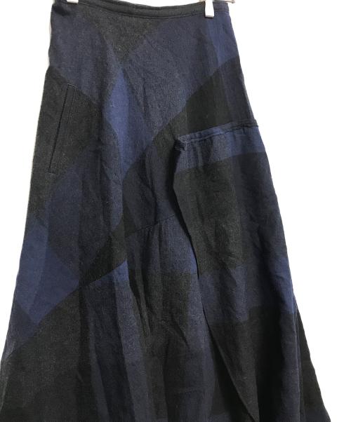 yohji yamamoto+noir（ヨウジヤマモトプリュスノアール）yohji yamamoto+Noir (ヨウジヤマモトプリュスノアール) チェックスカート ブラック サイズ:1の古着・服飾アイテム