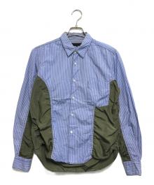 COMME des GARCONS HOMME（コムデギャルソン オム）の古着「異素材切替ストライフシャツ」｜ブルー×グリーン