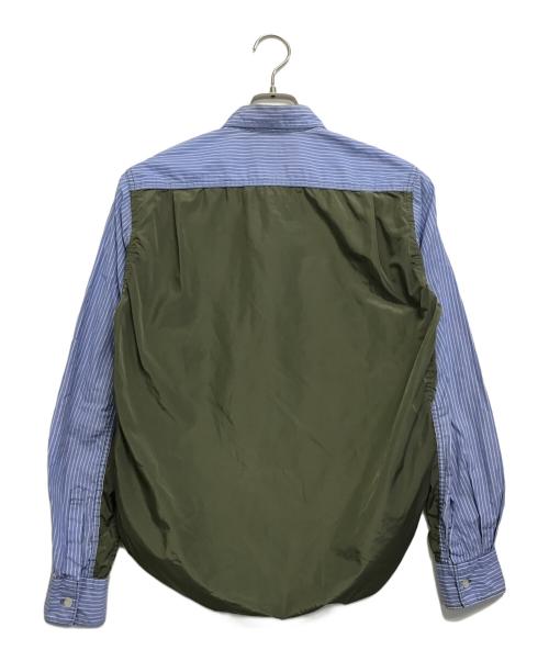 COMME des GARCONS HOMME（コムデギャルソン オム）COMME des GARCONS HOMME (コムデギャルソン オム) 異素材切替ストライフシャツ ブルー×グリーン サイズ:XSの古着・服飾アイテム