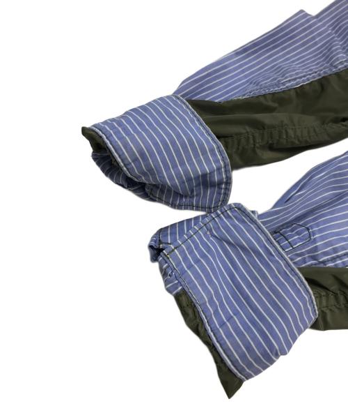 COMME des GARCONS HOMME（コムデギャルソン オム）COMME des GARCONS HOMME (コムデギャルソン オム) 異素材切替ストライフシャツ ブルー×グリーン サイズ:XSの古着・服飾アイテム