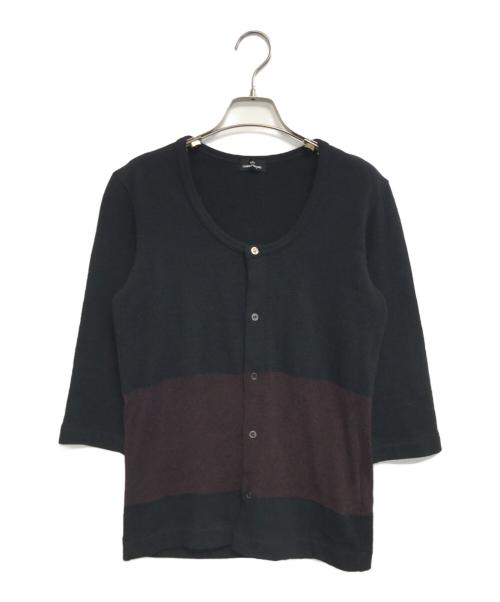 tricot COMME des GARCONS（トリココムデギャルソン）tricot COMME des GARCONS (トリココムデギャルソン) バイカラーニットカーディガン ブラック サイズ:表記なしの古着・服飾アイテム