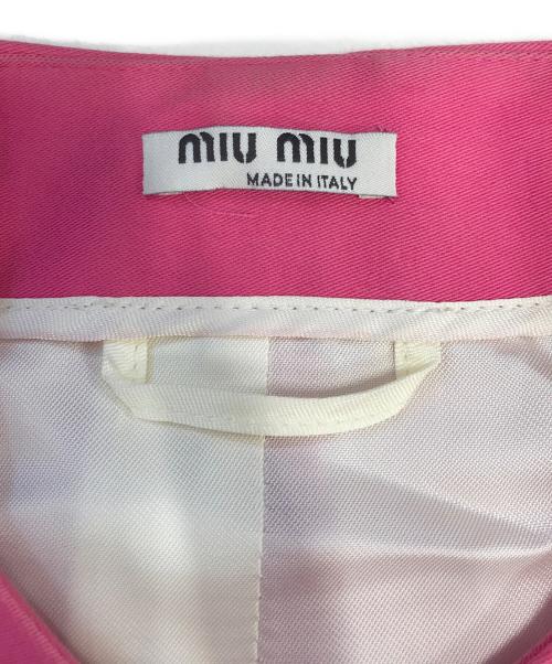 MIU MIU（ミュウミュウ）MIU MIU (ミュウミュウ) ノーカラージャケット ピンク サイズ:40の古着・服飾アイテム