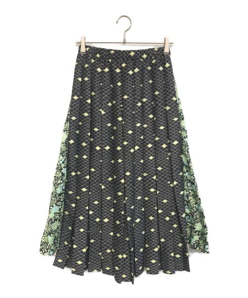 PLAN C（プランシー）PLAN C (プランシー) 総柄柄プリーツスカート グリーン サイズ:40の古着・服飾アイテム