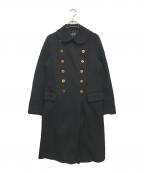 COMME des GARCONS COMME des GARCONSコムデギャルソン コムデギャルソン）の古着「丸襟ポリ縮絨ダブルコート」｜ブラック