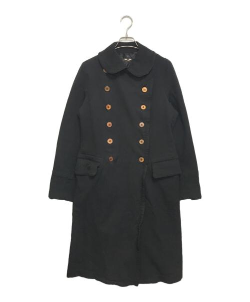 COMME des GARCONS COMME des GARCONS（コムデギャルソン コムデギャルソン）COMME des GARCONS COMME des GARCONS (コムデギャルソン コムデギャルソン) 丸襟ポリ縮絨ダブルコート ブラック サイズ:Sの古着・服飾アイテム