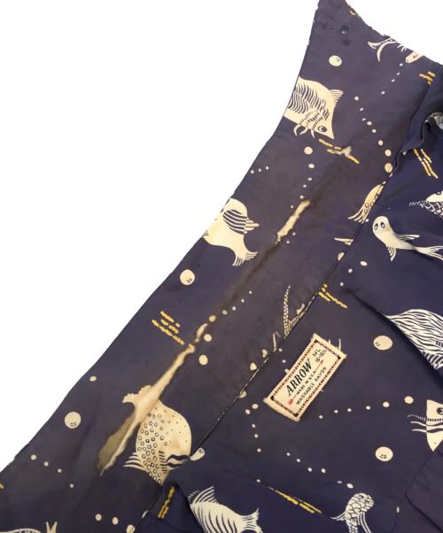 ARROW（アロー）ARROW (アロー) レーヨンハワイアンシャツ ネイビー サイズ:MLの古着・服飾アイテム