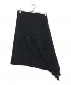 BALENCIAGAバレンシアガ）の古着「ウールフリンジ巻きスカート」｜ブラック
