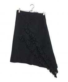 BALENCIAGA（バレンシアガ）の古着「ウールフリンジ巻きスカート」｜ブラック