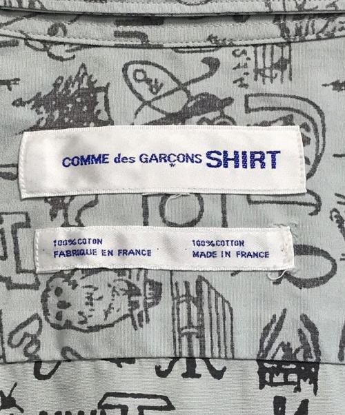 COMME des GARCONS SHIRT（コムデギャルソンシャツ）COMME des GARCONS SHIRT (コムデギャルソンシャツ) インサイドアウト総柄S/Sシャツ ブルー サイズ:表記なしの古着・服飾アイテム