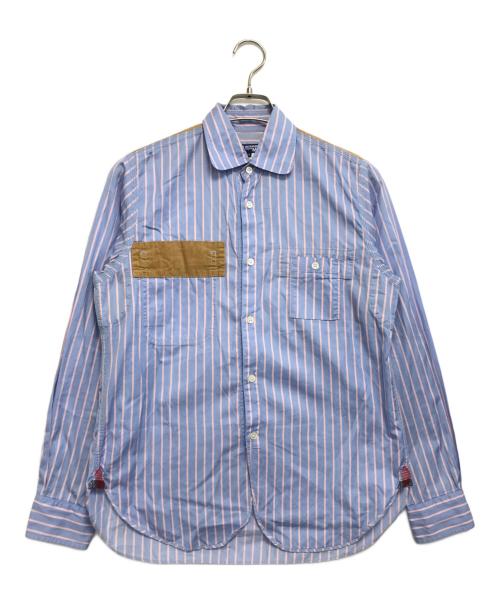 COMME des GARCONS JUNYA WATANABE MAN（コム デ ギャルソン ジュンヤ ワタナベ マン）COMME des GARCONS JUNYA WATANABE MAN (コム デ ギャルソン ジュンヤ ワタナベ マン) 異素材パッチワークシャツ ブルー サイズ:XSの古着・服飾アイテム