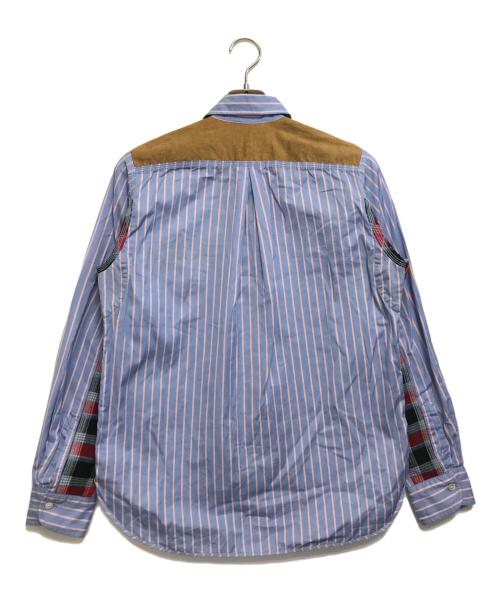 COMME des GARCONS JUNYA WATANABE MAN（コム デ ギャルソン ジュンヤ ワタナベ マン）COMME des GARCONS JUNYA WATANABE MAN (コム デ ギャルソン ジュンヤ ワタナベ マン) 異素材パッチワークシャツ ブルー サイズ:XSの古着・服飾アイテム