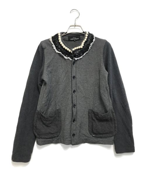 tricot COMME des GARCONS（トリココムデギャルソン）tricot COMME des GARCONS (トリココムデギャルソン) 襟デザインニットカーディガン グレー サイズ:Mの古着・服飾アイテム