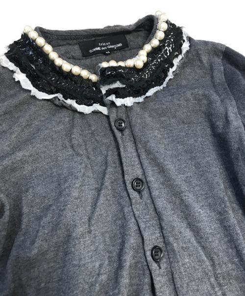 tricot COMME des GARCONS（トリココムデギャルソン）tricot COMME des GARCONS (トリココムデギャルソン) 襟デザインニットカーディガン グレー サイズ:Mの古着・服飾アイテム