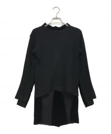 COMME des GARCONS（コムデギャルソン）の古着「ベロア切替燕尾カットソー」｜ブラック