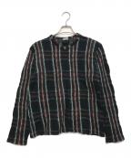 COMME des GARCONS HOMMEコムデギャルソン オム）の古着「縮絨チェックニット」｜ブラック