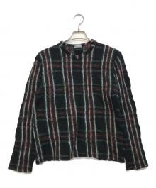 COMME des GARCONS HOMME（コムデギャルソン オム）の古着「縮絨チェックニット」｜ブラック