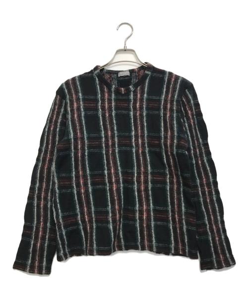 COMME des GARCONS HOMME（コムデギャルソン オム）COMME des GARCONS HOMME (コムデギャルソン オム) 縮絨チェックニット ブラック サイズ:Mの古着・服飾アイテム