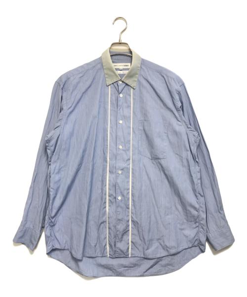 COMME des GARCONS SHIRT（コムデギャルソンシャツ）COMME des GARCONS SHIRT (コムデギャルソンシャツ) 襟切替ストライプシャツ ブルー サイズ:Mの古着・服飾アイテム