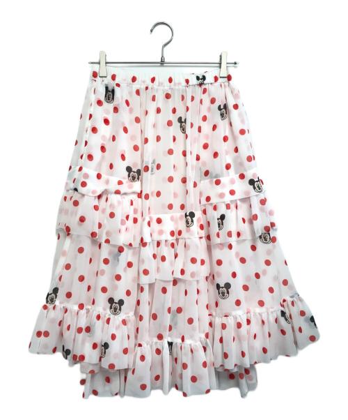 COMME des GARCONS GIRL（コムデギャルソンガール）COMME des GARCONS GIRL (コムデギャルソンガール) DISNEY (ディズニー) ミッキープリントティアードスカート ホワイト サイズ:Sの古着・服飾アイテム
