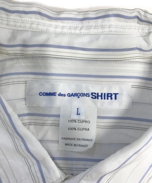 COMME des GARCONS SHIRT（コムデギャルソンシャツ）COMME des GARCONS SHIRT (コムデギャルソンシャツ) FOREVER キュプラストライプシャツ ホワイト サイズ:Lの古着・服飾アイテム