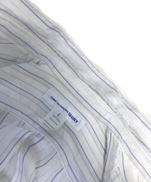 COMME des GARCONS SHIRT（コムデギャルソンシャツ）COMME des GARCONS SHIRT (コムデギャルソンシャツ) FOREVER キュプラストライプシャツ ホワイト サイズ:Lの古着・服飾アイテム