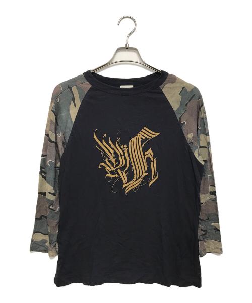 DRIES VAN NOTEN（ドリスヴァンノッテン）DRIES VAN NOTEN (ドリスヴァンノッテン) カモフラ切替ラグランカットソー ネイビー サイズ:Sの古着・服飾アイテム